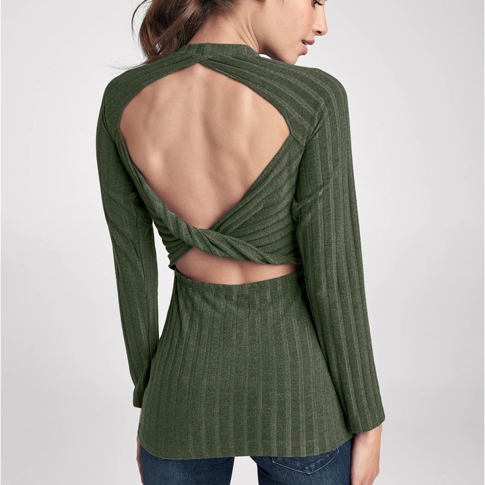 Long Sleeve Top  Blouse Green Color Sizes S M